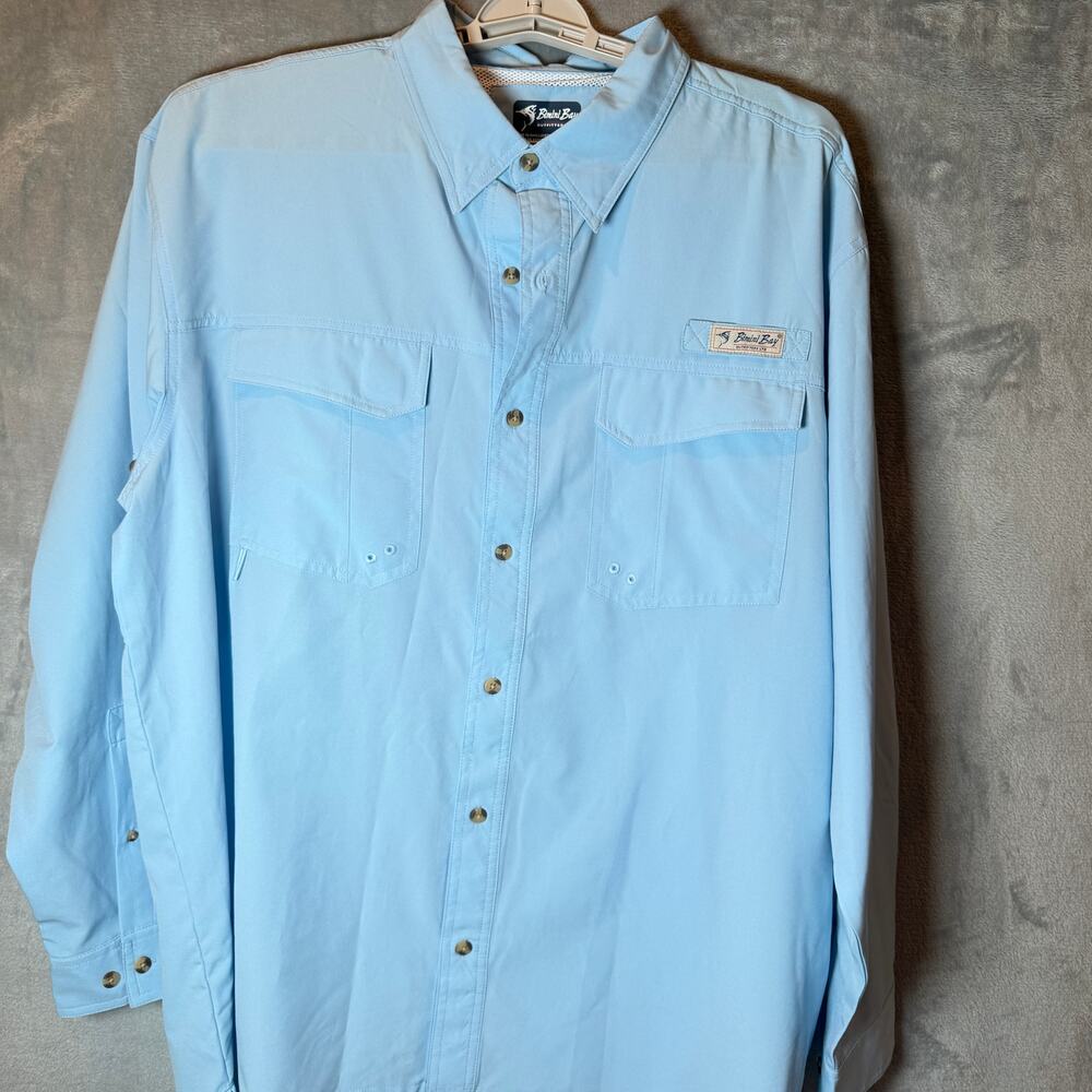 Bimini Bay Mens 2XL Blue Fishing Shirt Long Sleeve Vented Outdoor Button